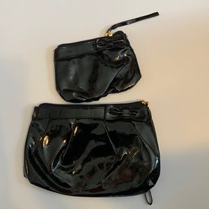 H&M Divided Brand Black Patent Leather Wristlet with a Matching Coin Pouch.